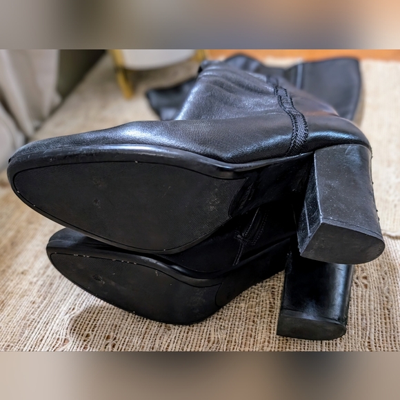 Prada • Tall Italian Leather Boots in Black SPELLOUT LOGO - Picture 4 of 6